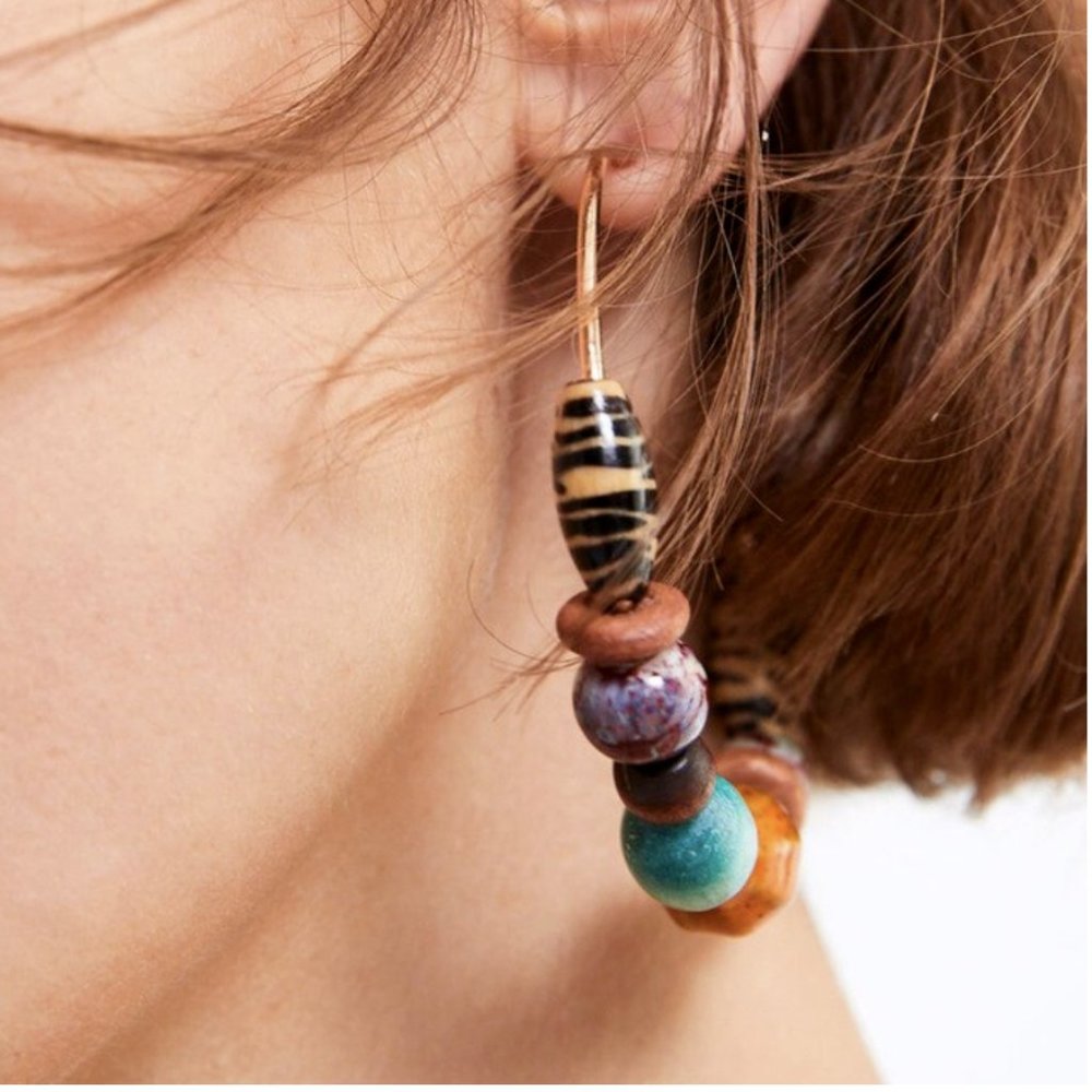 Wooden Animal Print Boho Hoops